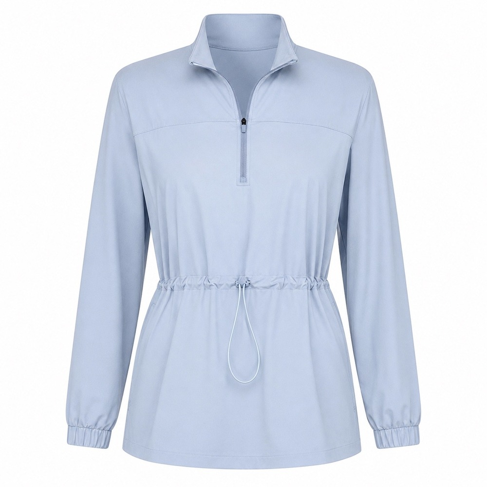 Mono B Quarter Zip Pullover Women S Blue Drawstring Waist Windbreaker Activewear